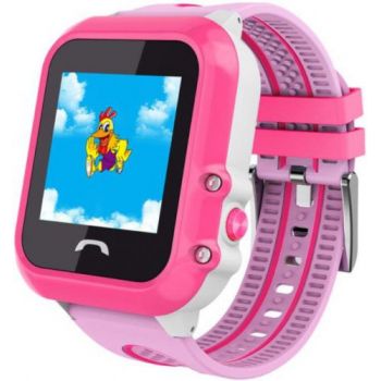 Ceas inteligent Smartwatch iUni Kid27, 1.22inch, GPS, Bluetooth, Bratara silicon, dedicat pentru copii (Roz)