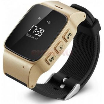 Ceas inteligent Smartwatch iUni U100, OLED 0.96inch, 2G, GPS, Bratara silicon, dedicat pentru copii (Auriu/Negru)