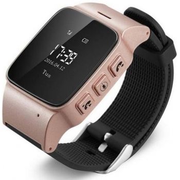 Ceas inteligent Smartwatch iUni U100, OLED 0.96inch, 2G, GPS, Bratara silicon, dedicat pentru copii (Rose Gold/Negru)