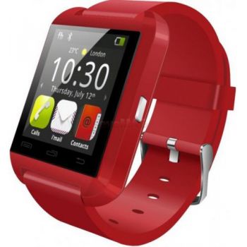 Ceas inteligent Smartwatch iUni U8+, Capacitive touchscreen, Bluetooth, Bratara silicon (Rosu)
