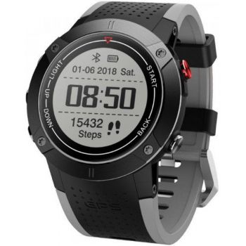 Ceas inteligent Smartwatch iUni DM18, Display OLED 0.95inch, 64MB RAM, 512MB Flash, Bluetooth, Waterproof (Negru/Gri)