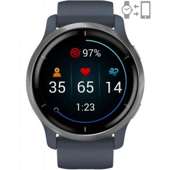 Ceas smartwatch Garmin Venu 2, Blue Granite/Silver