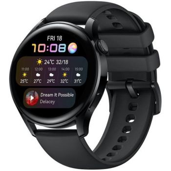 Smartwatch HUAWEI Watch 3 Active 46mm Stainless Steel & Black Fluoroelastomer Strap Smartwatch HUAWEI Watch 3 Active 46mm Stainless Steel & Black Fluoroelastomer Strap