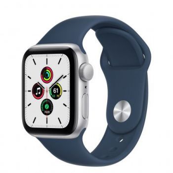 Ceas inteligent Smartwatch Apple Watch SE V2 GPS, Retina LTPO OLED Capacitive touchscreen 1.78inch, Bluetooth, Wi-Fi, Bratara Silicon 44mm, Carcasa Aluminiu, Rezistent la apa (Albastru)