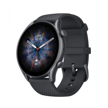 Ceas inteligent Smartwatch Huami Amazfit GTR 3 Pro, Display AMOLED 1.39inch, Bluetooth, GPS, Bratara fluoroelastomer, Waterproof 5 ATM, Android/iOS (Negru) de firma original