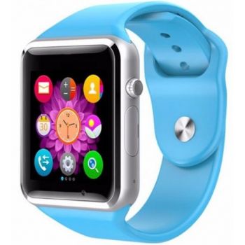 Ceas inteligent Smartwatch iUni A100i 1294-2, BT, LCD Capacitive touchscreen 1.54 Inch, Camera, Bratara Silicon, Functie telefon (Albastru)
