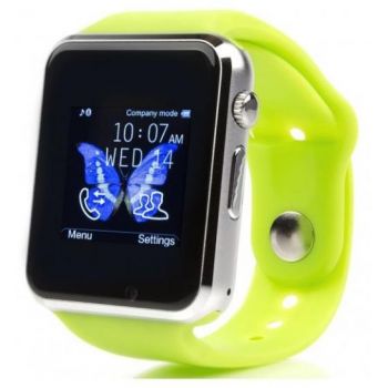 Ceas inteligent Smartwatch iUni A100i 1294, BT, LCD Capacitive touchscreen 1.54 Inch, Camera, Bratara Silicon, Functie telefon (Verde)