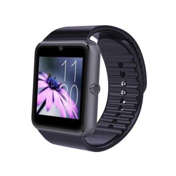Ceas inteligent Smartwatch iUni GT08, Capacitive touchscreen 1.54inch, Procesor Dual-Core 1.2GHz, 128MB RAM, Bluetooth, Bratara silicon, Camera foto, Functie telefon (Negru)