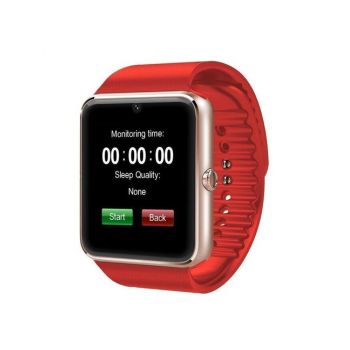 Ceas inteligent Smartwatch iUni GT08, Capacitive touchscreen 1.54inch, Procesor Dual-Core 1.2GHz, 128MB RAM, Bluetooth, Bratara silicon, Camera foto, Functie telefon (Rosu)