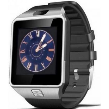 Ceas inteligent Smartwatch iUni S30 Plus, Capacitive touchscreen 1.54inch, Procesor Dual-Core 1.2GHz, 128MB RAM, Bluetooth, Bratara silicon, Camera foto, Functie telefon (Negru/Argintiu)
