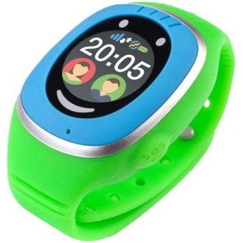 Ceas inteligent Smartwatch MyKi Touch, Display OLED 1.22inch, Wi-Fi, 3G, dedicat pentru copii (Albastru/Verde)