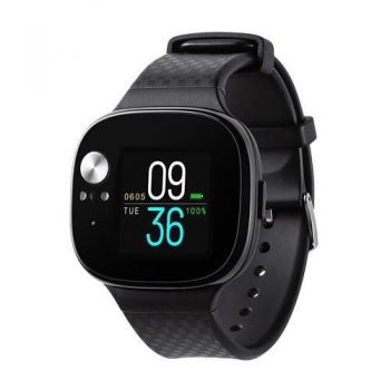 Ceas inteligent Smartwatch Asus VivoWatch BP HC-A04A, Ecran LCD 1.28inch, Bluetooth, Waterproof IP67, GPS, braara silicon, Android/iOS (Negru) de firma original