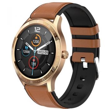 Ceas inteligent Smartwatch Maxcom FW43 Cobalt 2, ecran TFT 1.28inch, IP67, bratara TPU, Bluetooth (Negru/Auriu)