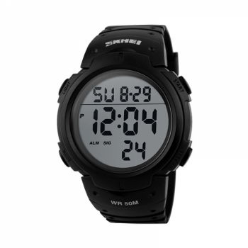 Ceas barbatesc SKMEI 1068 digital cu cronometru data si ziua saptamanii alarma waterproof 50m negru