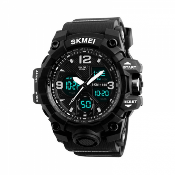 Ceas barbatesc SKMEI 1155B dual time cu cronometru data alarma waterproof 50m negru