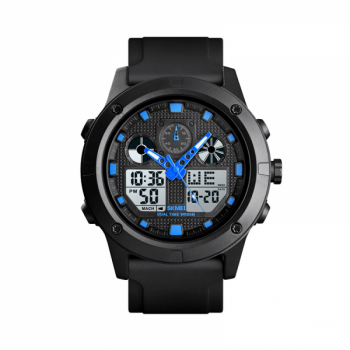 Ceas barbatesc sport SKMEI 1514 waterproof 5ATM dual time afisaj data alarma cronometru si iluminare negru