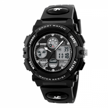 Ceas de copii sport SKMEI 1163 digital si analog cronometru data alarma waterproof 5ATM negru Ceas de copii sport SKMEI 1163 digital si analog cronometru data alarma waterproof 5ATM negru