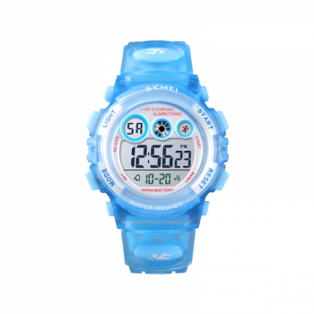 Ceas de copii sport SKMEI 1451 waterproof 5ATM cu cronometru alarma data si iluminare ecran albastru