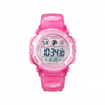 Ceas de copii sport SKMEI 1451 waterproof 5ATM cu cronometrualarma data si iluminare ecra roz