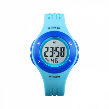 Ceas de copii sport SKMEI 1455 waterproof 5ATM cu cronometreu alarma zi si iluminare ecran albastru