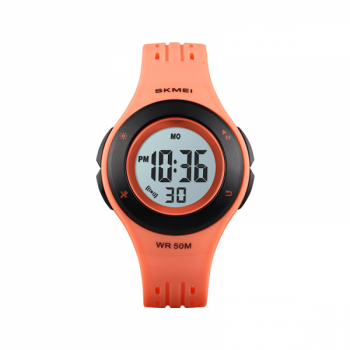 Ceas de copii sport SKMEI 1455 waterproof 5ATM cu cronometreu alarma zi si iluminare ecran portocaliu