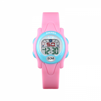 Ceas de copii sport SKMEI 1478 waterproof 5ATM cu alarma cronometru data si iluminare ecra roz