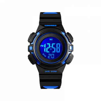 Ceas de copii sport SKMEI 1485 waterproof 5ATM cu alarma cronometru data si iluminare ecran albastru