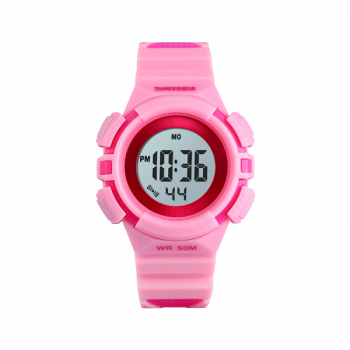 Ceas de copii sport SKMEI 1485 waterproof 5ATM cu alarma cronometru data si iluminare ecran roz