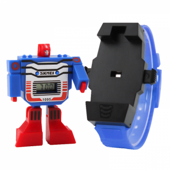 Ceas Skmei 1095 pentru copii transformers cartoon detasabil cu data si calendar complet albastru