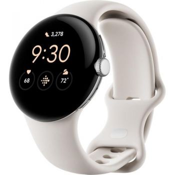 Ceas inteligent Smartwatch Google Pixel Watch, Procesor Exynos 9110, Display AMOLED 1.2inch, 2GB RAM, 32GB Flash, Bluetooth, Wi-Fi, GPS, NFC, Rezistent la apa, Android (Alb)