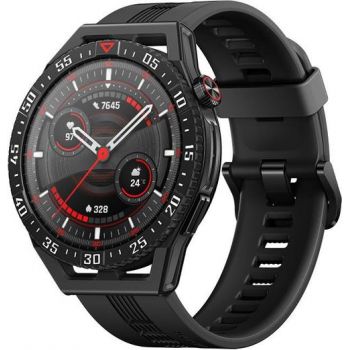 Ceas inteligent Smartwatch Huawei Watch GT 3 Runner SE, Display AMOLED 1.43inch, Bluetooth, GPS, Carcasa Otel, Bratara TPU, Rezistent la apa, Android/iOS (Negru)