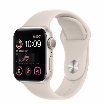 Apple Watch SE 2 (2022), GPS, Carcasa Starlight Aluminium 40mm, Starlight Sport Band