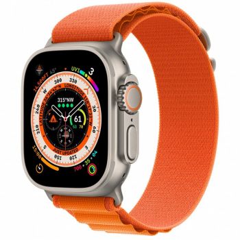 Apple Watch Ultra, GPS, Cellular, Carcasa Titanium 49mm, Orange Alpine Loop, Medium