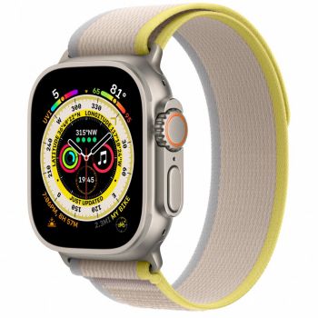 Apple Watch Ultra, GPS, Cellular, Carcasa Titanium 49mm, Yellow/Beige Trail Loop - M/L