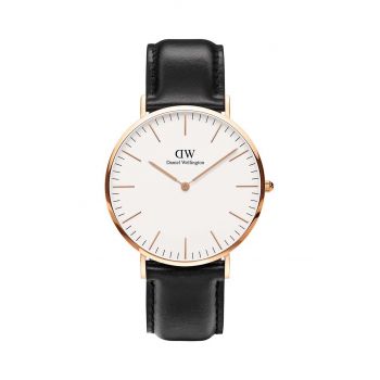 Daniel Wellington ceas Classic 40 Sheffield RG femei, culoarea negru ieftin