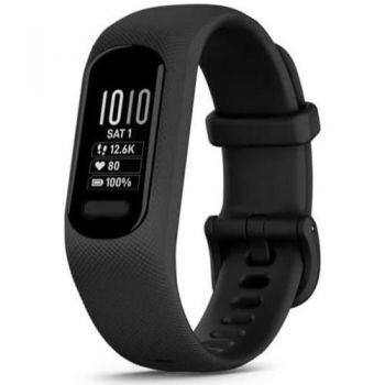 Bratara fitness Garmin vivosmart 5, curea silicon, marimea L, ecran OLED, Bluetooth  (Negru)
