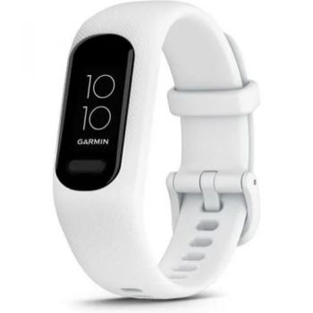 Bratara fitness Garmin vivosmart 5, curea silicon, marimea S/M, ecran OLED, Bluetooth (Alb)