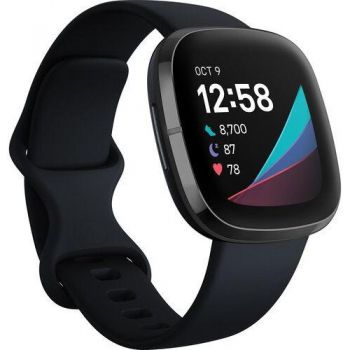 Ceas activity tracker Fitbit Sense, GPS, NFC, WiFi, Bluetooth (Negru)