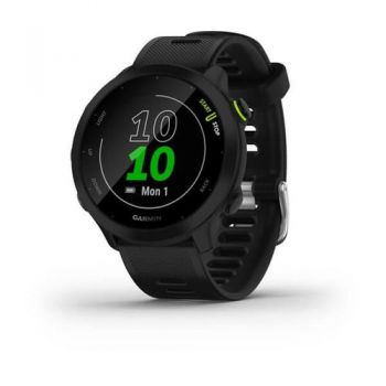 Ceas activity tracker Garmin Forerunner 55, GPS, Bluetooth, ecran MIP 1.04inch, bratara silicon (Negru) ieftina