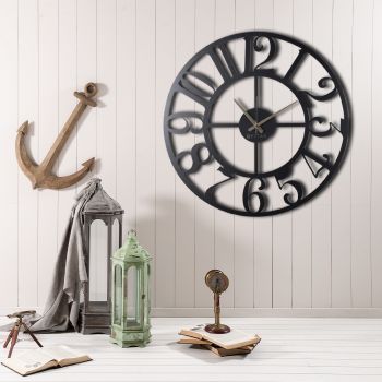 Ceas de perete Aila Circle Negru, Ø50 cm