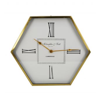 Ceas de perete Athens Hexagonal Auriu / Alb, L45xl53 cm
