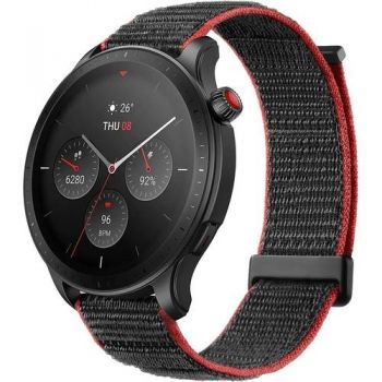 Ceas inteligent Smartwatch Huami Amazfit GTR 4, Display AMOLED 1.43inch, Bluetooth, GPS, Bratara nylon, Waterproof 5 ATM, Android/iOS (Gri)