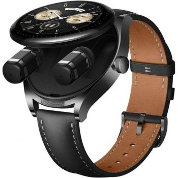 Ceas inteligent Smartwatch HUAWEI Watch Buds, Android/iOS, ecran AMOLED 1.43inch, bratara piele, carcasa 47mm, IP54, Bluetooth (Negru)
