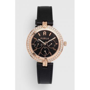 Furla ceas WW00030002L3 femei, culoarea negru