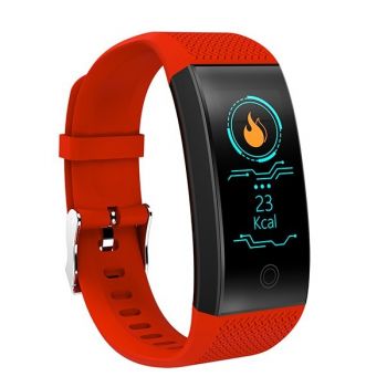 Bratara Fitness Smart Techstar® QW18 ROSU, Monitorizare Cardiaca, Sedentary, Bluetooth, IP65, Ecran IPS