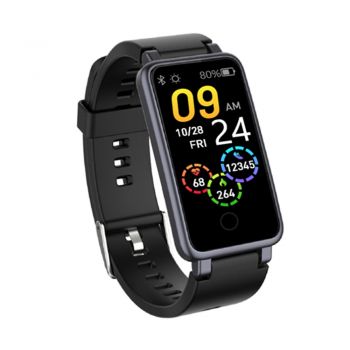 Bratara Fitness Techstar® C2 Plus, Ecran 0.96 inch inch, Bluetooth 4.0, IP65, Monitorizare Puls, Tensiune, Temperatura, Oxigen, Negru
