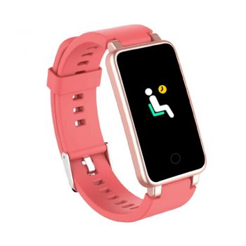 Bratara Fitness Techstar® C2 Plus, Ecran 0.96 inch inch, Bluetooth 4.0, IP65, Monitorizare Puls, Tensiune, Temperatura, Oxigen, Roz
