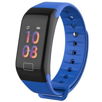 Bratara Fitness Techstar® F1 Plus, Ecran 0.66 inch inch OLED, IP66, Tensiune, Puls, Oximetru, Alerta Sedentarism, Albastru