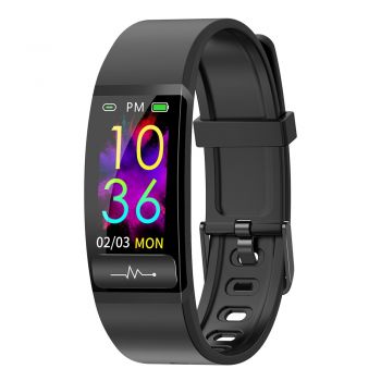 Bratara Fitness Techstar® M8, Ecran 0.96 inch inch, Bluetooth 4.0, IP66, Electrodiagrama ECG, PPG, Tensiune, Temperatura, Puls, Calitate Somn, Negru
