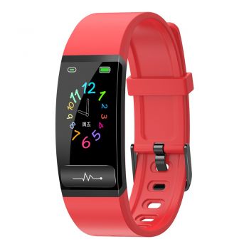Bratara Fitness Techstar® M8, Ecran 0.96 inch inch, Bluetooth 4.0, IP66, Electrodiagrama ECG, PPG, Tensiune, Temperatura, Puls, Calitate Somn, Rosu